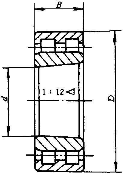 10.NNU…K型內(nèi)圈無擋邊的圓錐孔雙列圓柱滾子軸承(GB/T 285—1994)